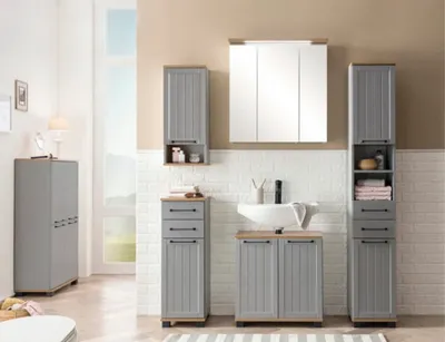 Produktbild von Möbelpartner Hängeschrank Jelda BxHxT 30.3 x 70.8 x 20.5 cm platingrau-eiche Landhaus Nachbildung