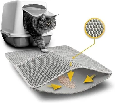Immagine prodotto di Tappetino impermeabile a doppio strato per lettiera per gatti, 61x38 cm, grigio