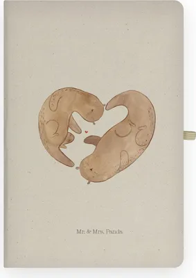 Produktbild von Mr. & Mrs. Panda notizbuch Otter Herz - Transparent - Geschenk, Tagebuch, Journal, Notizheft, Hochzeitstag, Kladde, DIN A4, Liebe