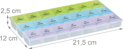 Obrázok produktu pre Sada 10 x 7-dňových dávkovačov liekov, 3 priehradky, ráno, na obed, večer, týždenný dávkovač liekov s viečkom, priehľadný