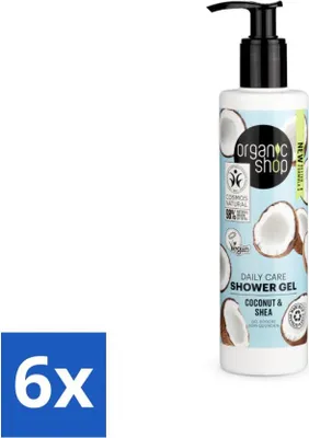Image de Organic Shop - Daily Care Noix de coco & Karité Gel douche - Hydratation & soin - 280 ml - Pack avantage - 6 pièces
