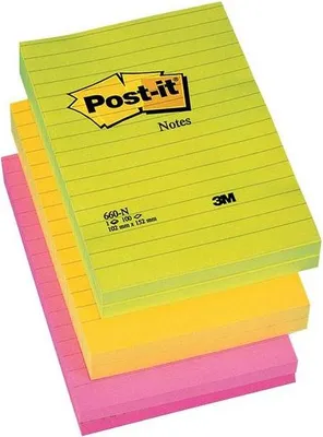 Image de Post-It 660 NR Rectangle Multicolore 100 feuilles Auto-adhésif