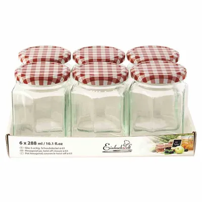 Image de EINKOCHWELT 202-8863T6D225EW Verre hexagonal TO63 6x288ml Tray, avec d. à vis ro/ws, transparent (1 set)