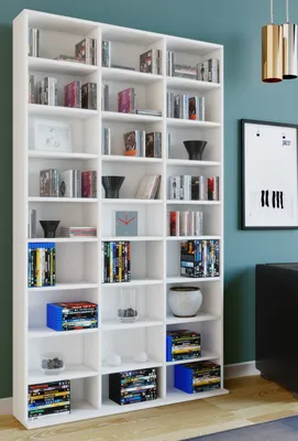 Produktbild von VCM Holzregal stehend | platzsparender CD-Schrank für 1080 CDs oder 504 DVDs | Maße:  H. 181 x B. 102 x T. 23 cm | Elegantes DVD Regal stehend | Blu-Ray Regal | CD Regal  Megosa XL