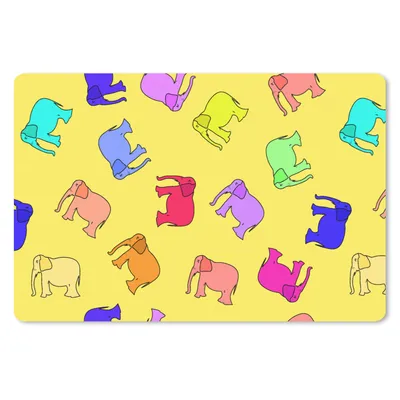 Produktbild von MuchoWow® Schreibtischunterlage Elefant - Gelb - Muster 60x40 cm - XXL Mauspad - Großes Mauspad