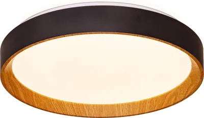 Imagen del producto de Lámpara de techo LED de 30W, diámetro 38cm, con ajuste de temperatura de color (CCT) de 3000K a 6000K, color con efecto madera. Modelo "LUNADA"