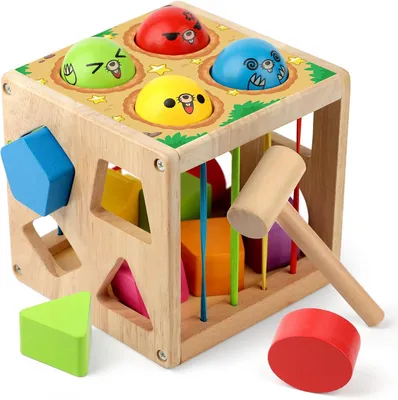 Produktbild von Montessori-Holzspielzeug für Kleinkinder – Formensortierwürfel – Feinmotorik-Spielzeug für Kinder ab 18 Monaten – Geschenk für Babys