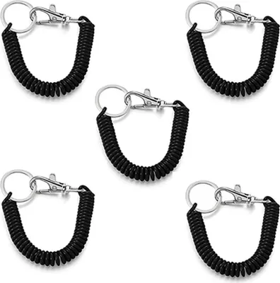 Produktbild von 5 Stück dehnbarer Spiral-Schlüsselanhänger, Kunststoff-Schlüsselanhänger Frühling Schlüsselhalter ausziehbare Spirale Anti-Diebstahl und Anti verloren elastische Schlüsselkette, kann für Mobiltelefone, Schlüssel, Brieftaschen verwendet werden