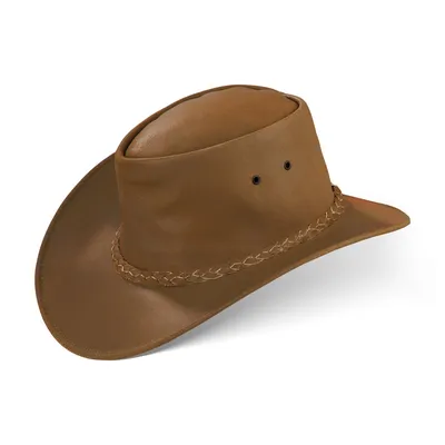 Produktbild von MELBOURNE Cowboy Western Wickel Hut Rindsleder Größe M Beige Brown