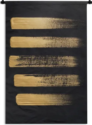 Produktbild von MuchoWow® Wandteppich Wandbehang Muster aus goldener Farbe auf schwarzem Hintergrund 60x90 cm Tapisserie Dekoration Wandtuch - Foto-Teppich - Abwaschbar