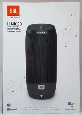 Obrázok produktu pre JBL Link 20, 2.0 kanály/kanálov, 5 cm, 20 W, Bezdrôtový, 2,4 - 5 GHz, Prenosný stereo reproduktor
