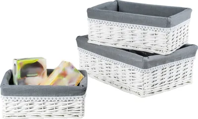 Produktbild von Regalkörbe, rechteckig, Spaltweide, 3er Set, Regalkorb, Allzweckkorb