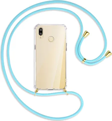 Produktbild von Handykette Backcover-Schutzhülle mit Band (Metall goldfarben) für Huawei P20 lite - himmelblau