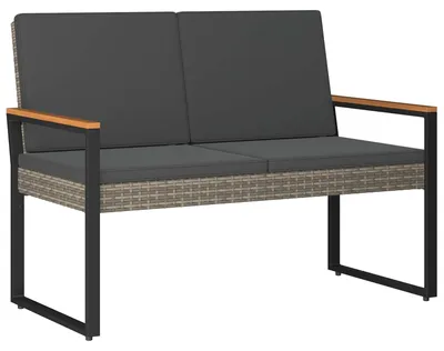 Obrázok produktu pre Vonkajšia lavička Sivá a tmavo sivá 107 x 61 x 80 cm polyratan
