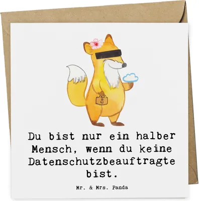 Produktbild von Mr. & Mrs. Panda Klappkarte Datenschutzbeauftragte Herz - Weiß - Geschenk, Lustig, anlasskarte, doppelkarte, Beruf, Grußkarte, Glückwunschkarte, faltkarte, Datenschutz