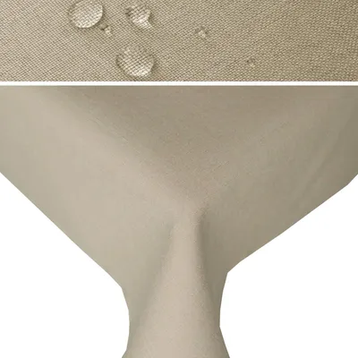 Produktbild von LEINEN Optik eckig 160x260 NATUR BEIGE Tischdecke bügelfrei pflegeleicht Fleckschutz Leinenoptik Lotuseffekt