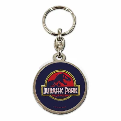 Imagen del producto de Llavero metálico de Jurassic Park con el logotipo de la película, 7 cm
