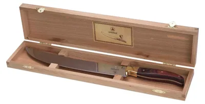 Champagnersäbel 42 cm, rostfreier Stahl, Holzgriff, Geschenkbox