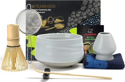 Image de Set de service à thé Matcha - Accessoires pour Matcha japonais en bambou naturel & céramique