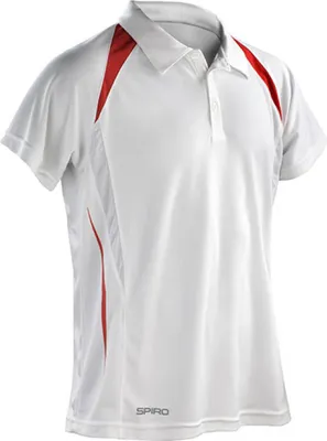 Produktbild von SPIRO S177M | Herren Team Spirit Polo / Atmungsaktiv - Farbe: White/Red - Größe: M