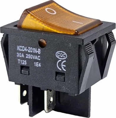 Produktbild von Wippenschalter gelb 30A 250V 4pin Geräteschalter beleuchtet