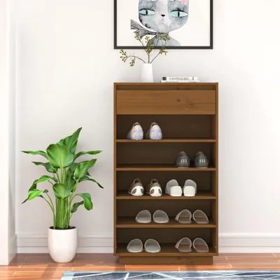 Produktbild von vidaXL Schuhregal Honigbraun 60x34x105 cm Massivholz Kiefer - Schuhschrank - Schuhschränke - Schuhschrank Holz - Flurschrank
