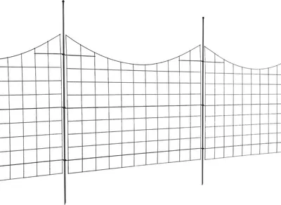 Obrázek produktu pro Zahradní plot, plot bez kopání 36,6'' (výška) x 29,5'' (délka) Plot proti zvířatům, podzemní dekorativní zahradní oplocení s rozestupem hrotů 2,5 palce, kovový plot pro psy do zahrady a venkovní terasy, balení po 5 kusech