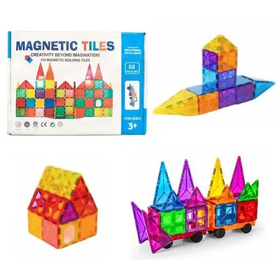 Zdjęcie produktu dla Magnetyczny zestaw konstrukcyjny dla dzieci 88 sztuk - płytki magnetyczne
