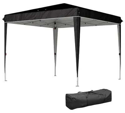 Produktbild von 3x3 m gro?er Pavillon fš¹r 6-9 Personen, h?henverstellbar mit Abflussl?chern, aus Metall und schwarzem Oxford-Gewebe