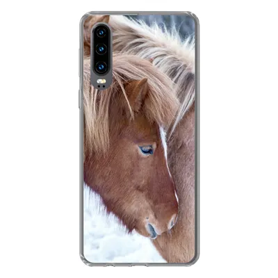 Produktbild von MuchoWow® Handyhülle Schutzhülle Hülle für Huawei P30 Pferde - Fohlen - Schnee Silikon Softcase Handy Hülle - Kartenbesitzer