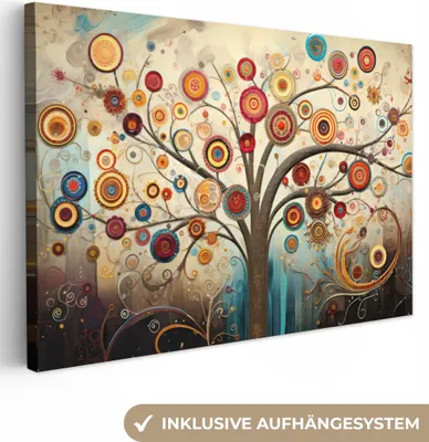 Produktbild von Leinwand Bilder 120x80 cm - Lebensbaum Abstrakt, moderne Wanddeko für Wohnzimmer
