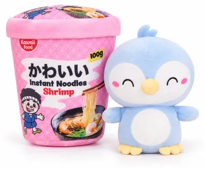 Produktbild von Kawaii Nudelbecher Plüsch Kuscheltier 17 cm Pinguin