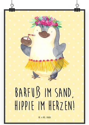Produktbild von Mr. & Mrs. Panda Bild Sommer Hippie DIN A2 - Gelb Pastell - Geschenk, Sommergefühle, wanddeko, drucke, Summer Feelings, Wandbild, Kunstdruck, Gemütlichkeit, Kamin, Strand