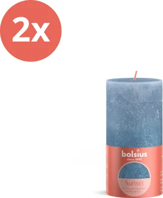 Obrázok produktu pre Bolsius - Rustikálna sviečka - Fading Metallic - 130/68 - 1 kus v balení - Sky Blue + Blue - Value Pack - 2 kusy