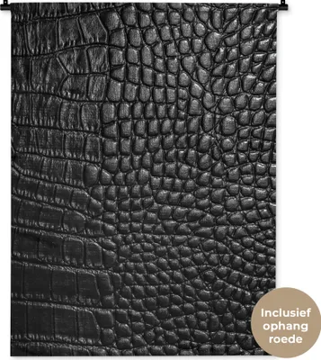 Produktbild von MuchoWow® Wandteppich Wandbehang Leder - Strukturiert - Schwarz - Grau 90x120 cm Tapisserie Dekoration Wandtuch - Wanddeko