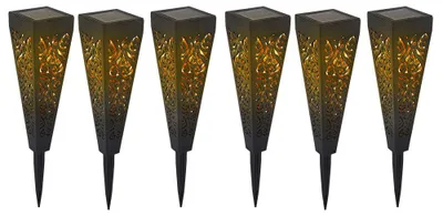 Produktbild von 6er Set Solarleuchten, Erdspieß, schwarz-gold, H 33 cm