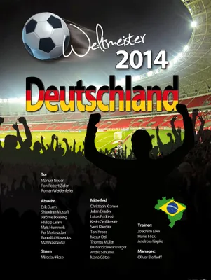 Produktbild von Fußball Kunstdruck Bild - Deutschland Weltmeister 2014 (80 x 60 cm)