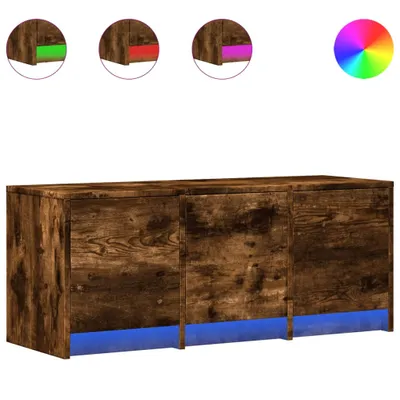 Image de vidaXL Armoire TV LED chêne fumé 97x34x40 cm Bois composite