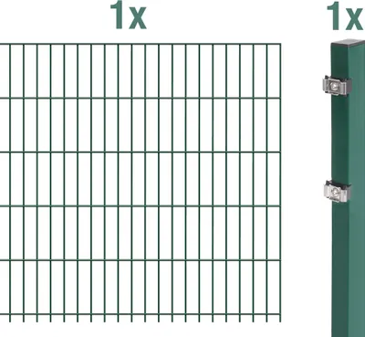 Immagine prodotto di Alberts 641405 Staccionata doppia come set completo di recinzione, plastificata, verde, altezza 103 cm, lunghezza 2,5 m