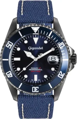 Produktbild von Gigandet Automatikuhr Edelstahl Lederband Schwarz Blau Sea Ground - G2-022