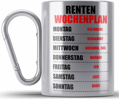 Produktbild von Trendation - Renter Edelstahl Tasse Karabiner Ruhestand Geschenk Rente für Mann Frau Lustig Renteneintritt Abschied Rentnerin Spruch (Silber)