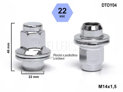 Obrázok produktu pre Matica kolesa M14x1,5 uzavretá s plochou podložkou, kľúč 22, DTOY04, TOYOTA, LEXUS, výška 46