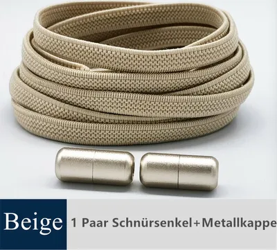 Produktbild von Elastische Schnürsenkel mit Schnellverschluss Schnellschnürsystem Schuhbänder ohne Binden Flach Rund Bunt, Beige