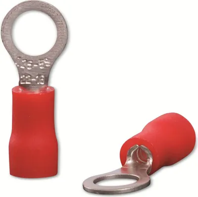 Productafbeelding van QUADRIOS ringkabelklem, 22C442, 0,5 - 1,5 mm², rood, geïsoleerd, gatdiameter 5,3 mm, 100 stuks.