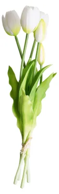 Produktbild von Heinen Delfts Blauw – Tulpen weiß 'White Prince' - Boeket van 5 stuks - Kunstbloem - 40 cm