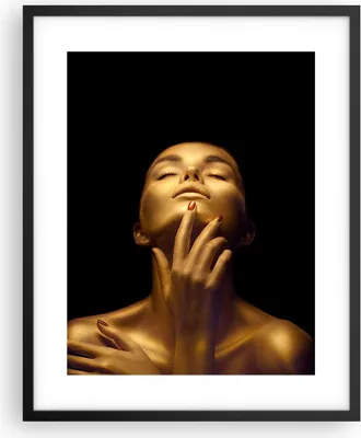 Produktbild von Gerahmtes Poster - Schwarzer Rahmen - Gold Frau Stück - 40x50 cm - Wand Bild - Wanddeko - Wandbilder - Kunstposter - Wandposter - Bilderrahmen - Bilder - Kunstdruck - Wanddekoration - P2BPA40x50-4573