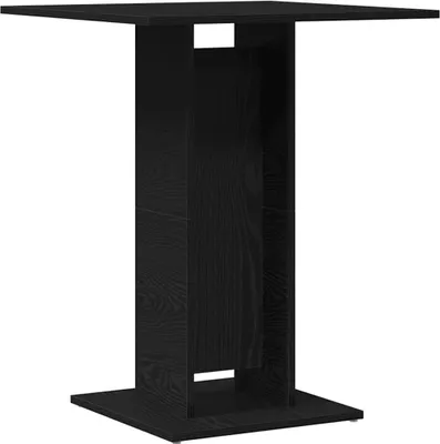 A black bistrot table with a square top and a pedestal base.