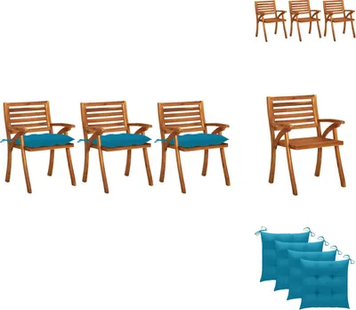 Image de vidaXL Chaises de jardin avec coussins 3 pcs. Acacia massif - Chaises de jardin