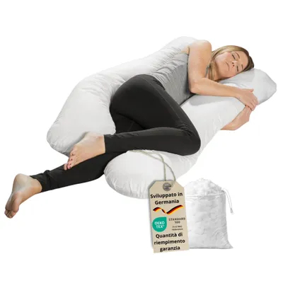 Immagine prodotto di Cuscino per il corpo, 140 x 75 x 20 cm, ideale per la gravidanza, rivestimento in 100% cotone, lavabile, sleepling