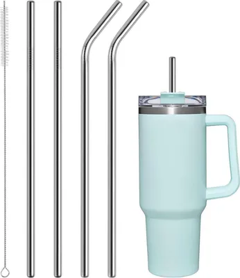Zdjęcie produktu dla Zestaw 4 słomek ze stali nierdzewnej 304 ze szczoteczką do czyszczenia do kubka Stanley Cup 40oz